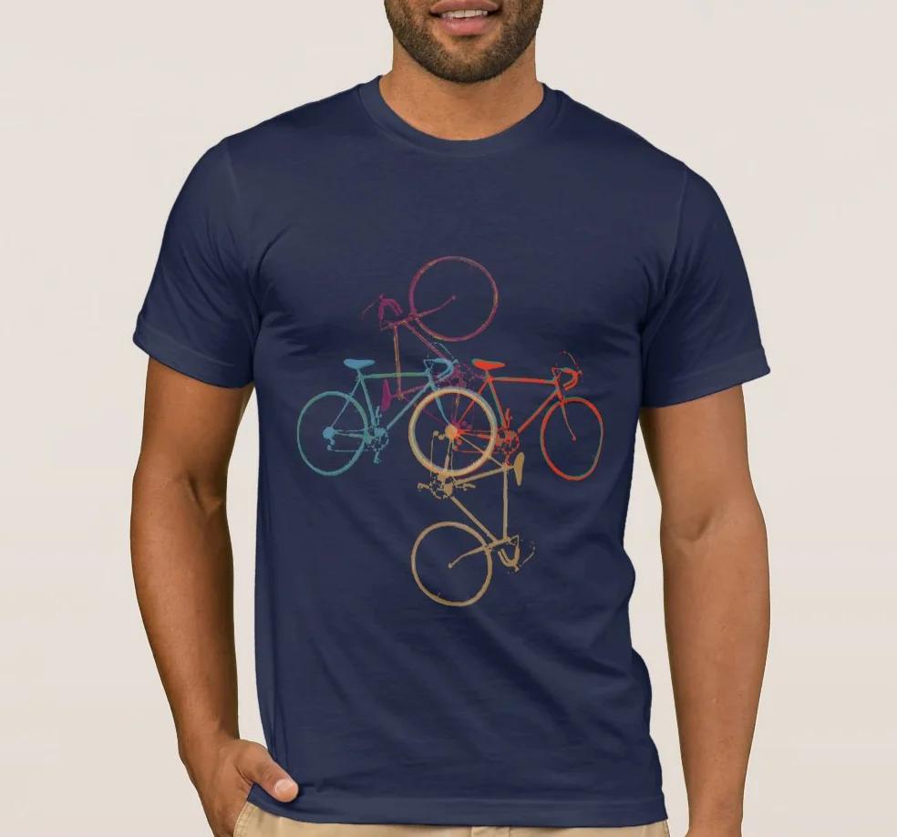 Unique Four Bikes In Circle Graphic Rosd Cycling Biking Rider T Shirt 100 Cotton Short Sleeve ONeck Casual Tshirt Size S3XL