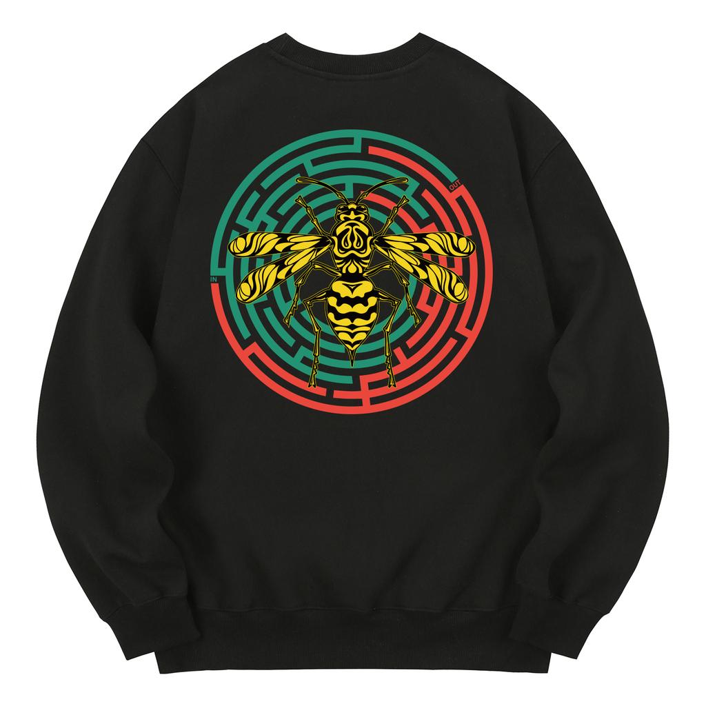 KAN6312 Kmb0031 Bumblebee Maze Fleece-Lined Sweatshirt - Black