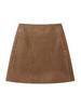 Melanoid Retro Braun Wildleder High-Waist A-Linien Rock, Große Größen, Schlankmachend, Kurz, für Damen – Perfekt für Frühling und Herbst