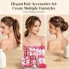 Set di elastici per capelli in tessuto per bambini, fermagli colorati a forma di fiocco, styling per capelli per bambine