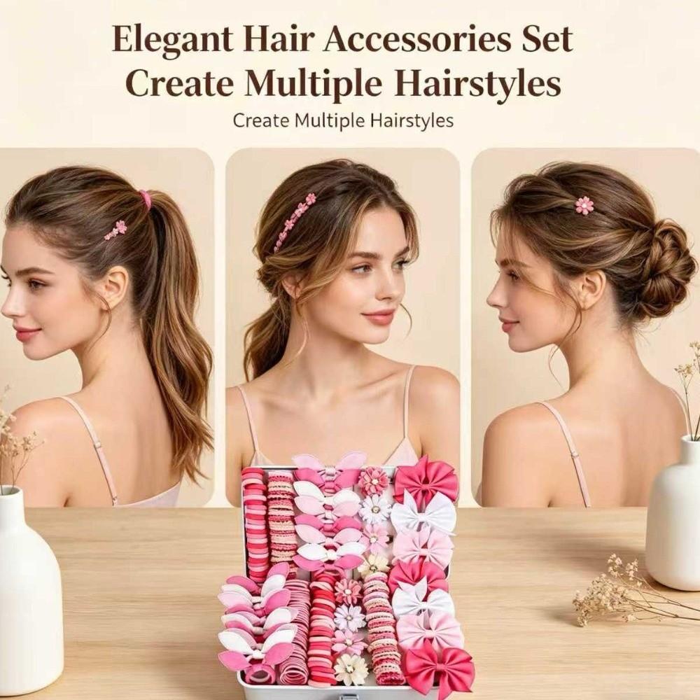 Set di elastici per capelli in tessuto per bambini, fermagli colorati a forma di fiocco, styling per capelli per bambine
