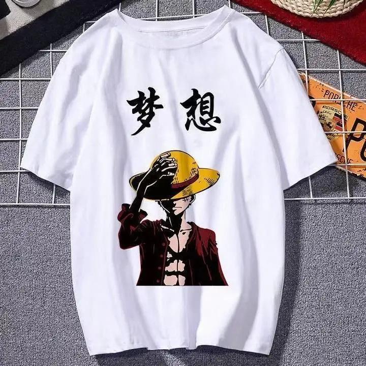 2026 One Piece Luffy Printed Tshirt Clothes Unisexs and Womens Summer Y2k Cotton Loose Shortsleeved Sports and Leisure Top Tee