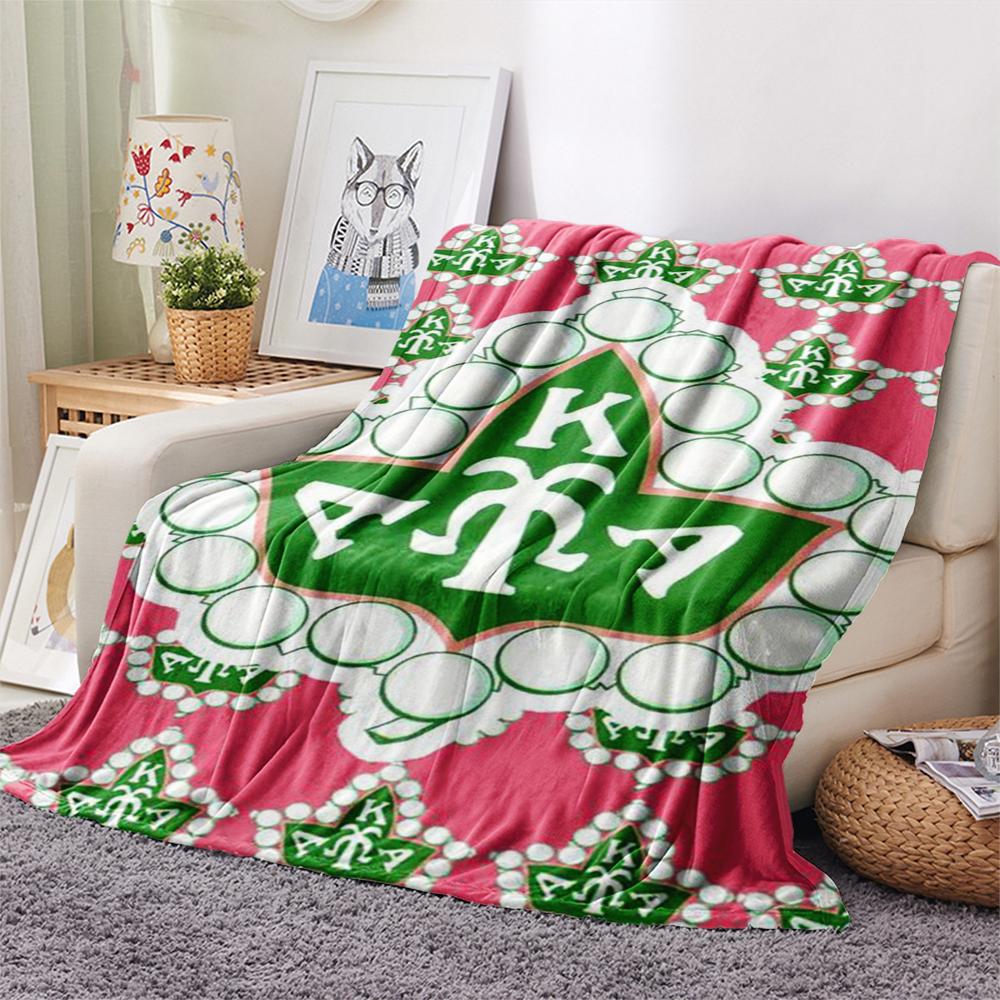 1PC AKA Sorority Print Flannel Blanket, High Quality Comfortable for All Seasons, Home Decor, Warmth and Comfort, Perfect for Christmas Gifts