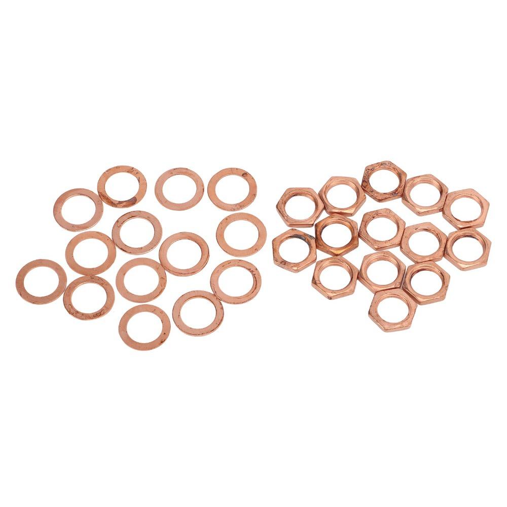 14Sets Metal Instrument Socket Connector M9 Jack Socket Nut With Washer Nut Washer Kit For Guitar