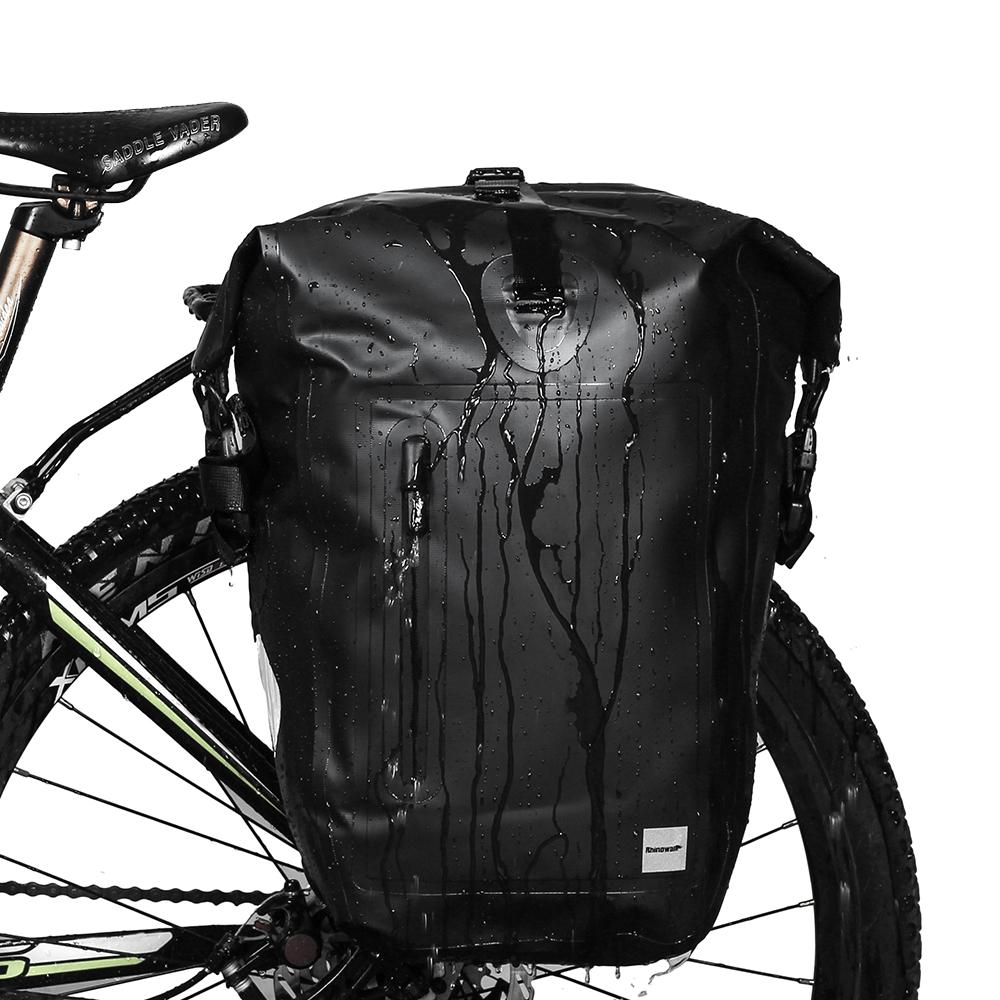 Rhinowalk Bike Pannier Bag Waterproof 25L Bicycle Luggage Saddle Bags For MTB Road Bike Cycling Travel Shoulder Bag Accessories Black-25L