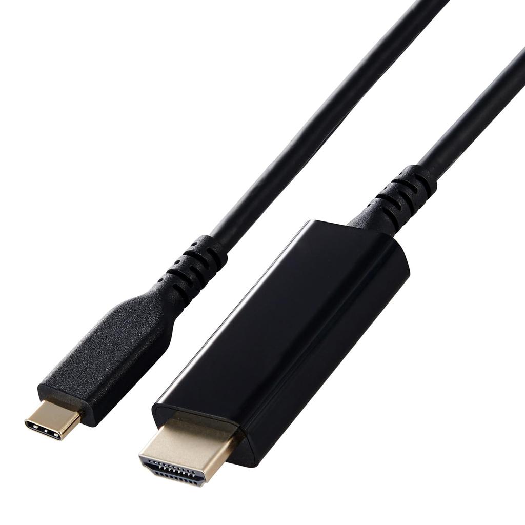 Elecom Na HDMI Konverze Kompatibilní s Google a Černý USB-C Kabel, 2m, 4K/60Hz, Vysoká Zátěž, Zrcadlení Více Displejů, iPhone, Pixel, Xperia,