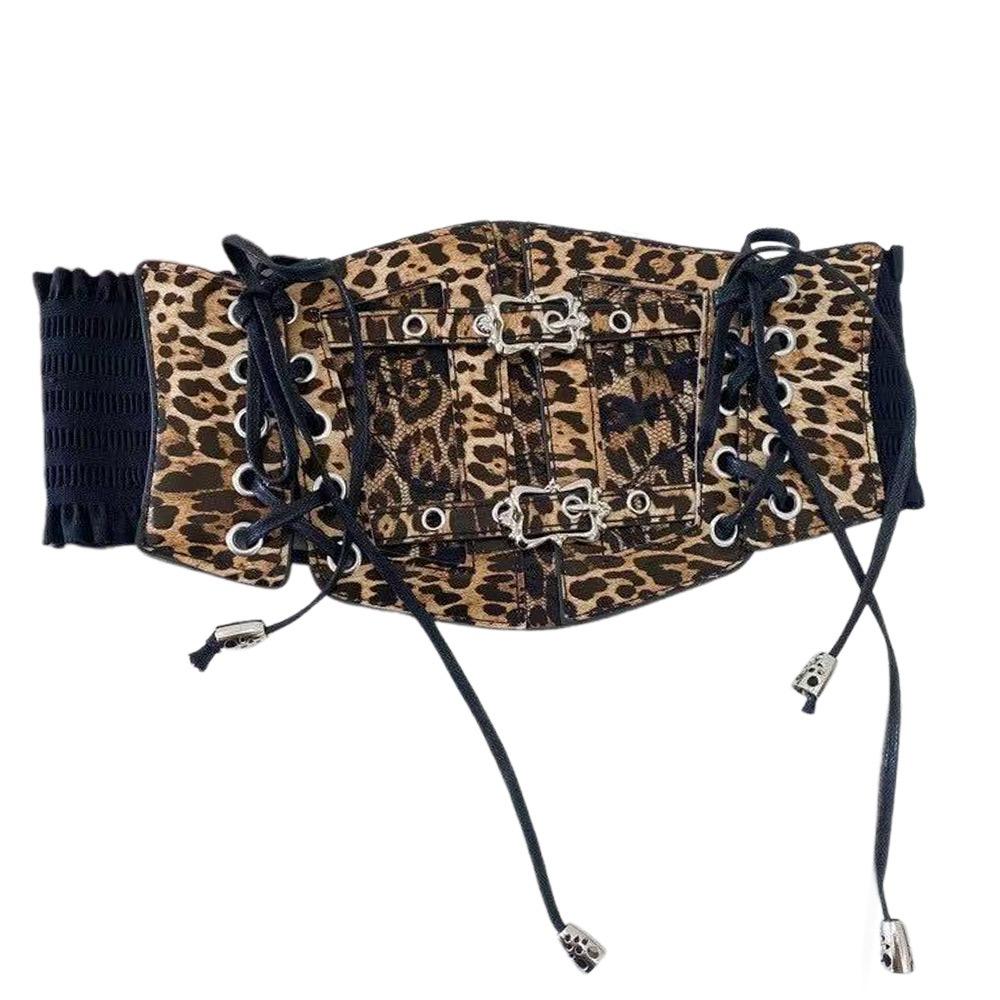 

Кружевные эластичные пояса-кушаки Завязка Завязки Широкие пояса Эластичный корсетный пояс На рубашку Платье цветной печати леопарда
