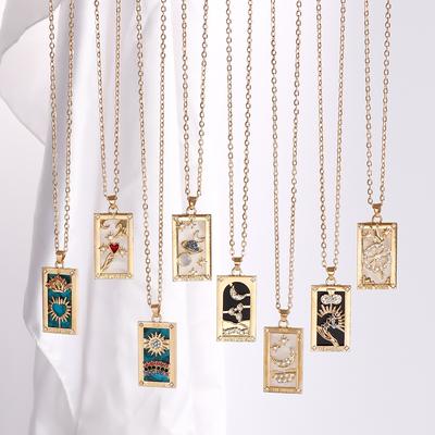 Bunte Tarot-Halskette Stern Mond Sonne Liebende Magiclan Ritter Kaiserin Anhänger Halskette für Frauen