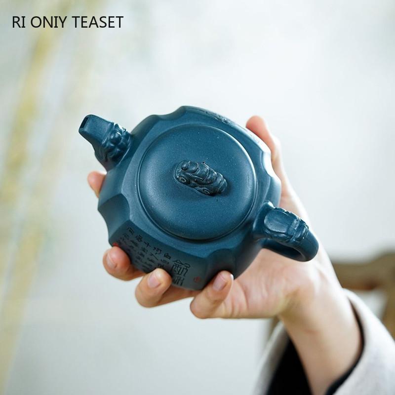 280ml Authentic Yixing Purple Clay Teapots Handmade Filter Beauty Tea Pot Raw Ore Azure Mud Zisha Kettle Customized Tea Set