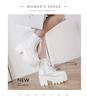 Fashion Platform Heeled Boots White Cross-tied Trendy Shoes Women Heels Round Toe Ankle Booties Comfort College Student Shoes