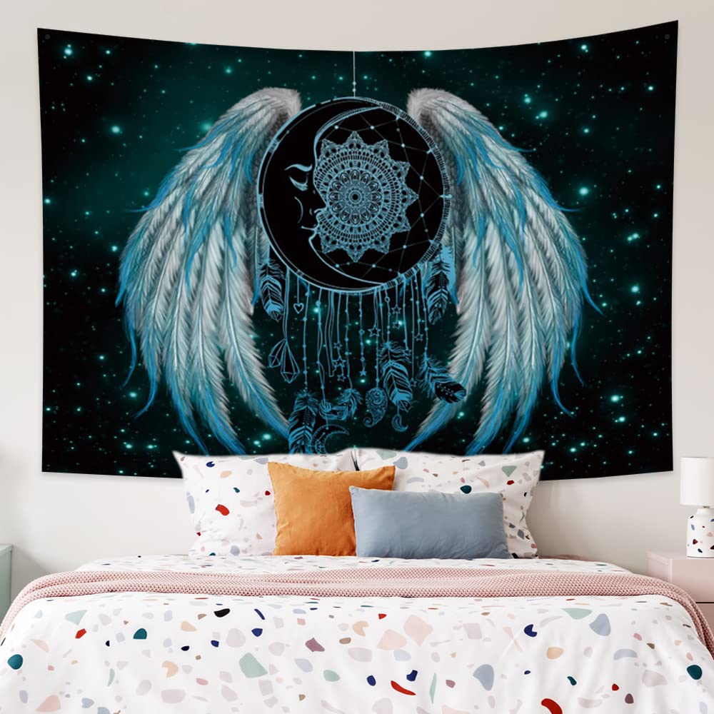 Dream Catcher Tapestry Colorful Feather Tapestry Psychedelic Starry Sky Tapestry for Bedroom Living Room Dorm Wall Hanging Decor