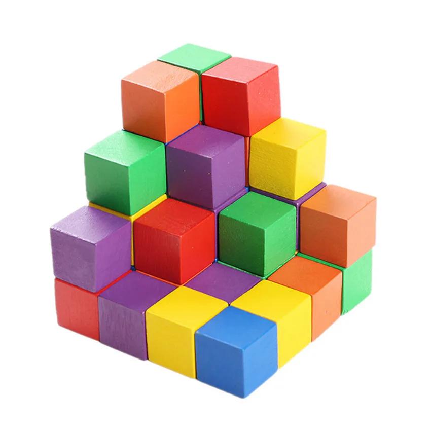 

30Pcs/Set 2*2*2cm Colorful Wooden Cube Building Blocks Toy Squares Dice Board Game Kids Educational Toys Stack High Game Bricks