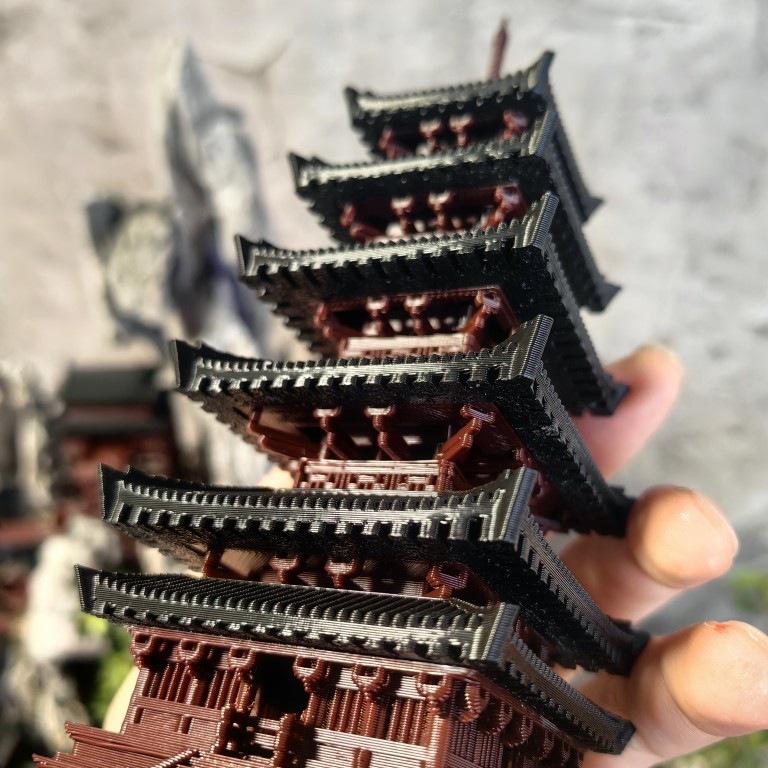 Miniature Five-Storied Pagoda Bonsai and Aquarium Decoration