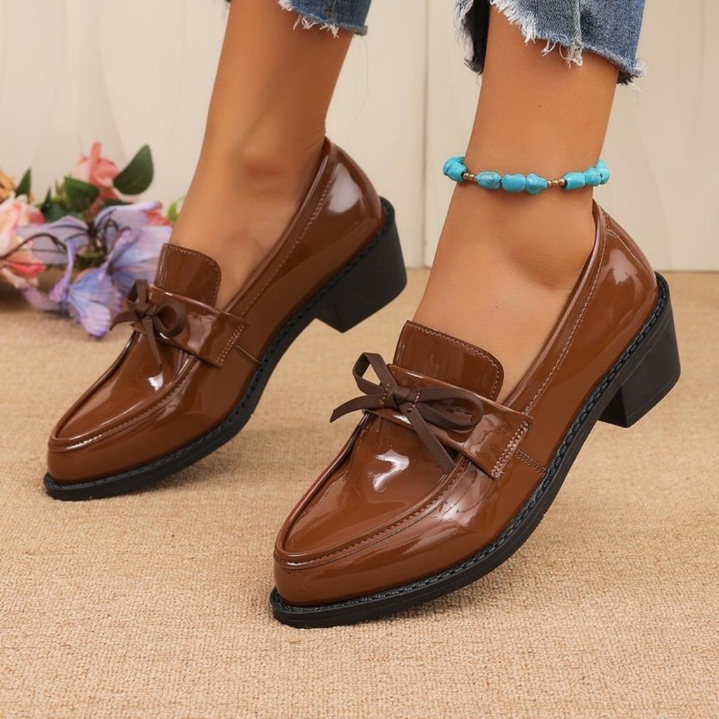 Women's Heel Loafers with Decoration Casual British