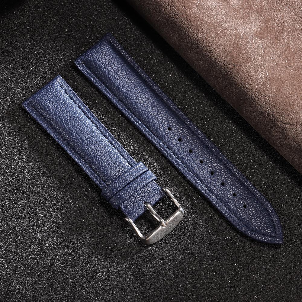 Handmad Soft Watchband Lychee Pattern Black Strap 12mm 14mm 16mm 18mm 20mm 22mm Vintage Cowhide Bracelet for Men Women Bracelet