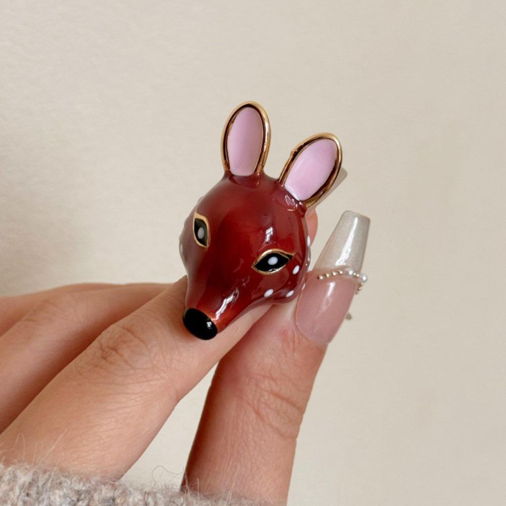 

Brown Deer Drip Oil Ring Geometric Chunky Animal Ring Lovely Enamel Ring Friends темно-коричневого
