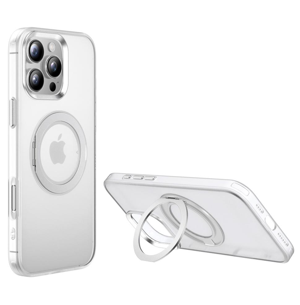 For iPhone 16 Pro Max Case Rotating Magnetic Kickstand TPU+PC Protective Cover