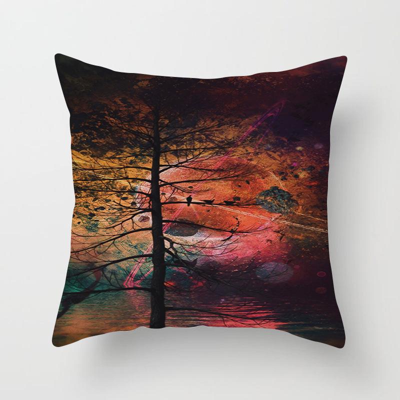 Modern Simple Landscape Car Print Sofa Pillow Cushion Cover Home Soft Furnishings