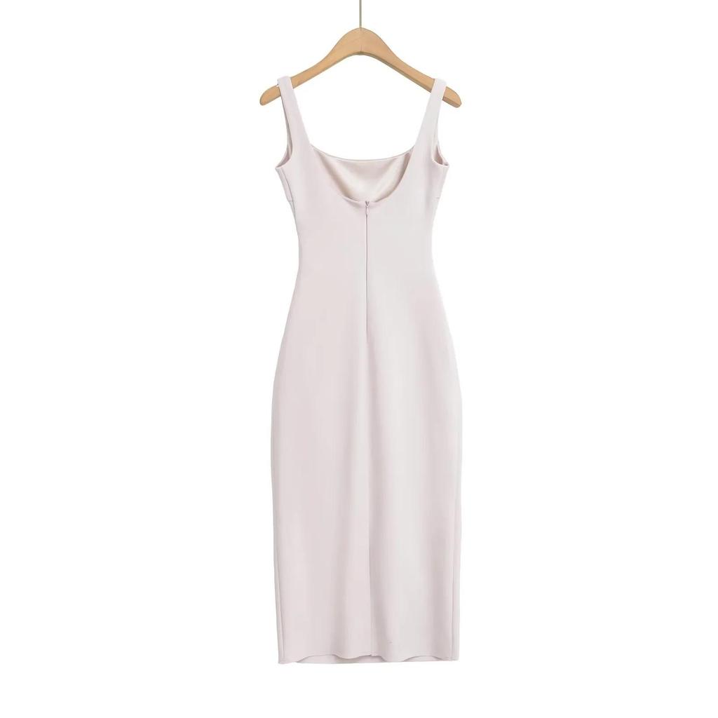 2026 Pure Desire Bodycon: Sexy Square Neck Ruched Waist Open Back Tank Dress