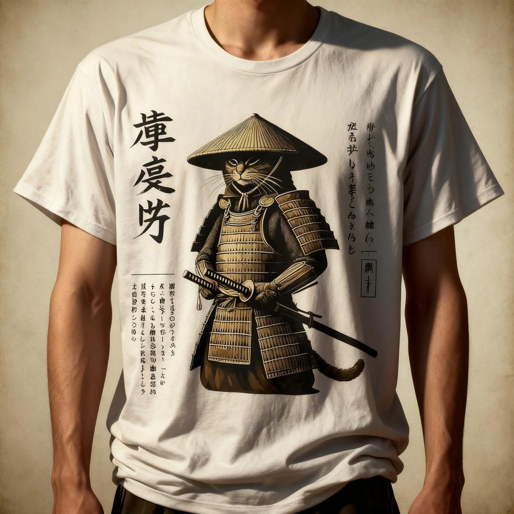 Samurai Cat Warrior Vintage Japanese Ukiyo-e Art Cat Lover T-Shirt
