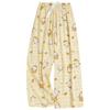 Women's Floral Cotton Silk Pajama Pants, Mosquito Repellent, Outdoor & Home Wear, Plus Size, Lightweight Summer Style.