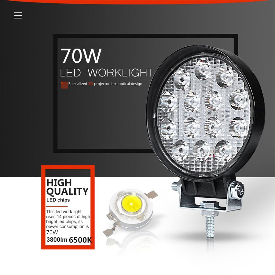 4.5" Round 70W LED Work Light Fog Driving Lamp Offroad SUV Spotlight ATV Truck