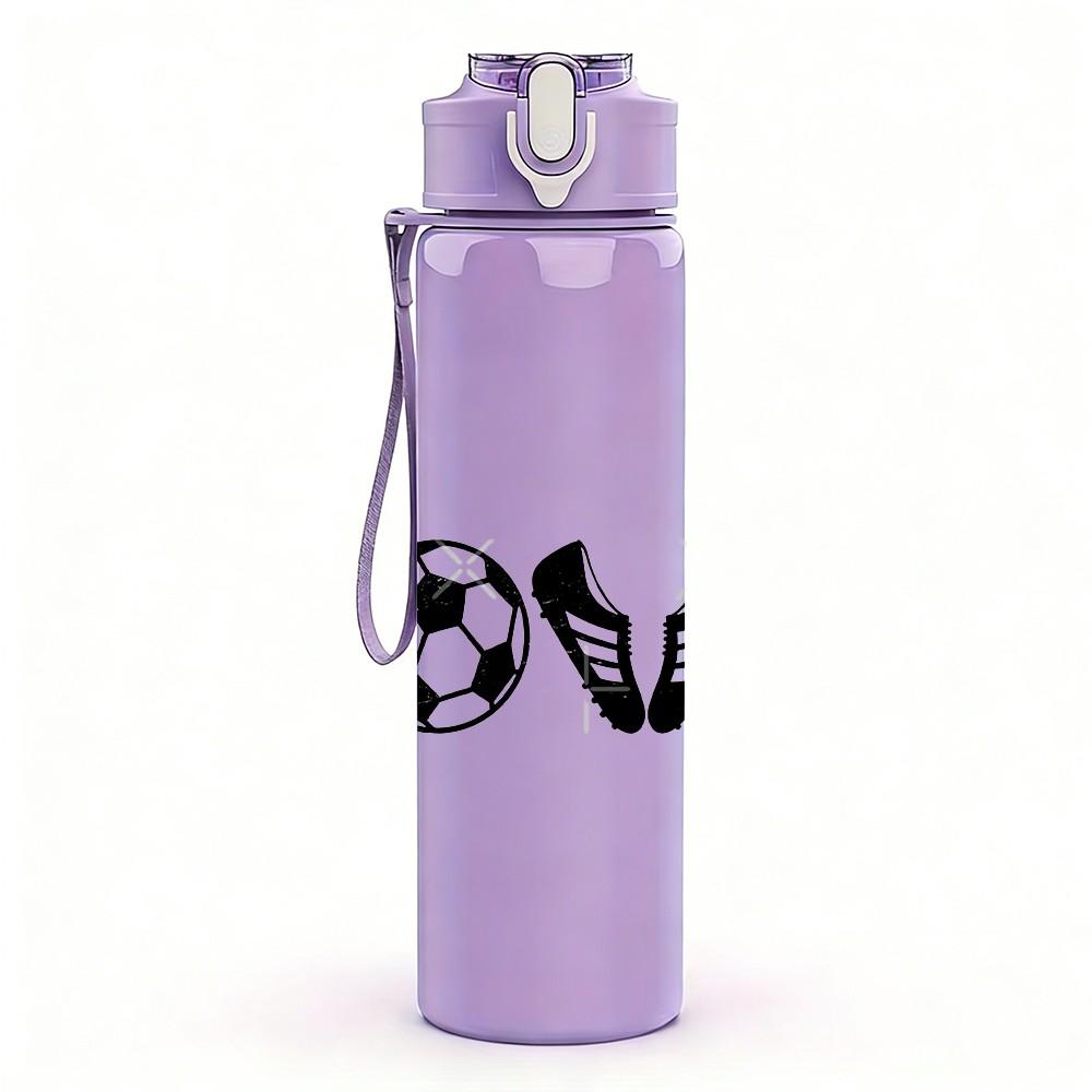 1PC Love Word Soccer Ball Minimalist Print 750ml Color Plastic Sports Water Bottle Leakproof Flip Straw Lid Suitable for Sports Office Home Use