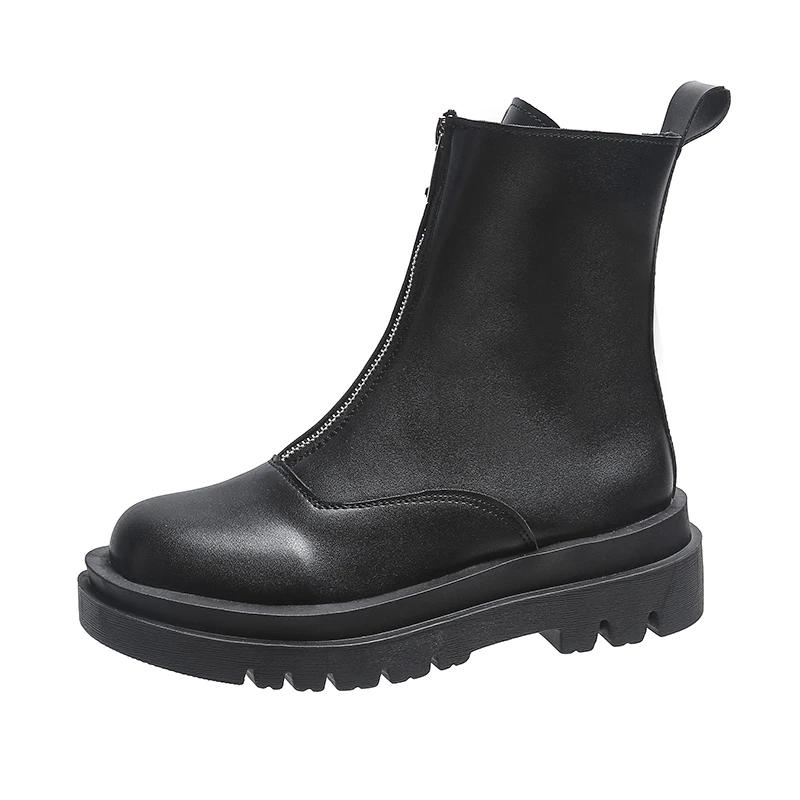 Moda 2024 Gorąca sprzedaż Damskie buty Zamek błyskawiczny z przodu Moda Okrągły nosek Nowoczesne buty Damskie Wysokiej jakości Plus Size Solidne botki Zapatos