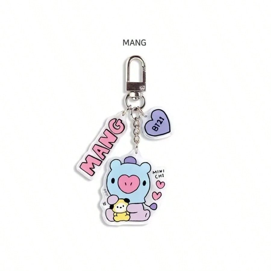 LINE FRIENDS BT21 Anime Kpop und Cartoon Schöne Schlüsselanhänger und Plüschtiere Niedliche RJ Tata und Koya Acryl Rucksackanhänger