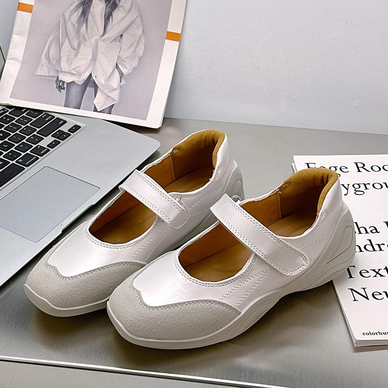 

F-6 spring new fashion ballet shoes Velcro versatile Mary Jane casual single shoes women 40 белый