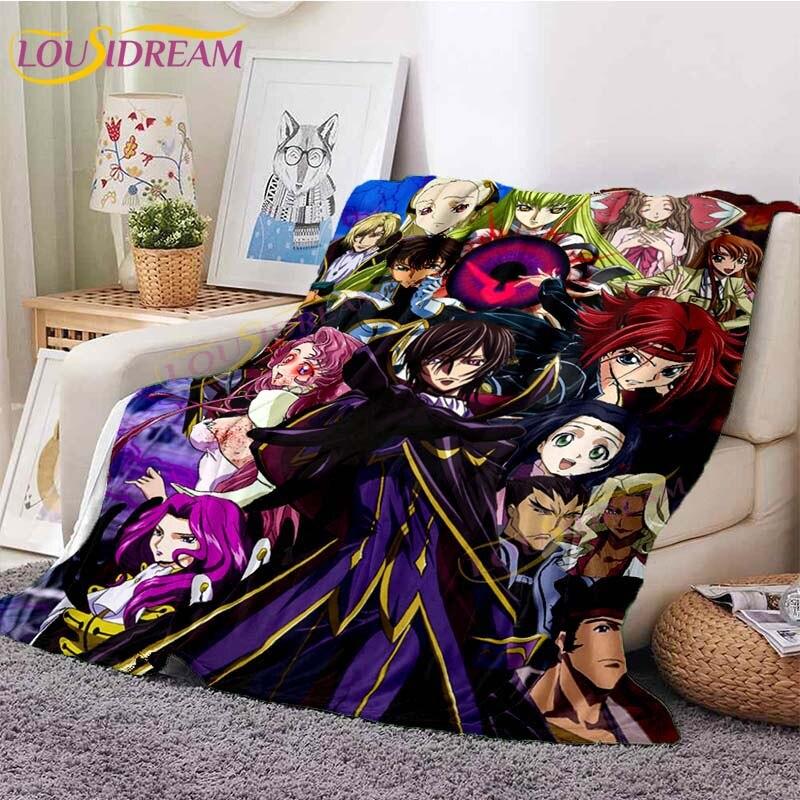 Classic Anime Blanket Code Geass Flannel Throw Blanket Lelouch Chair Sofa Lazy Blankets Cartoon Blankets for Home Bedroom Travel