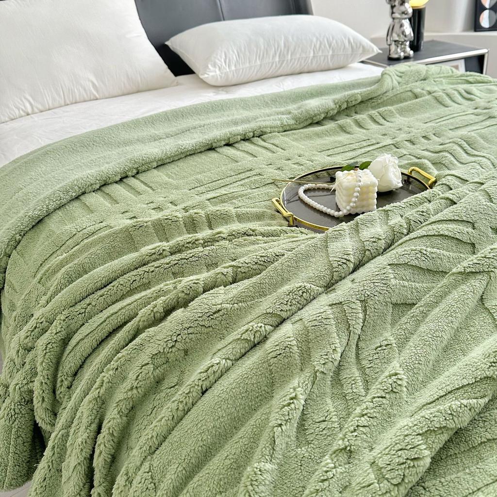 Nine-Grid Double-Layer Blanket Thickened Same Color Lamb Wool Skin-Friendly Comfortable Multi-Functional Leisure Nap Blanket