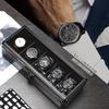 Aluminum Alloy Watch Box with Transparent Lid, 5 Slots, Multiple Colors