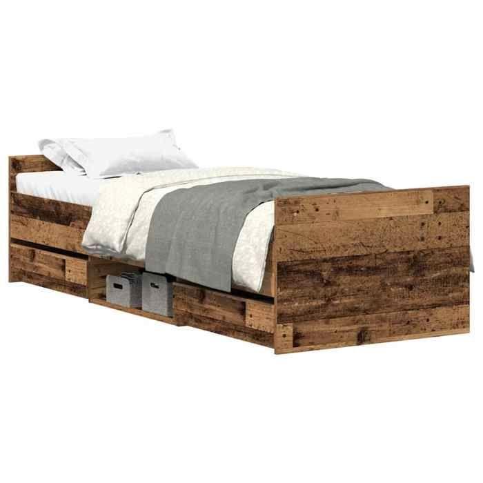 VidaXL Bed Frames Without Mattress Old Wood 90x200 Cm Engineered Wood, Bedroom Furniture, Bed Base, Single Bed, Bed, Bed Frame, 3328803