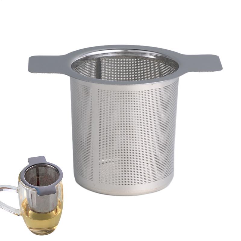 Teinfuser i rostfritt stål Högkvalitativ Kaffe Te Sil Nät Dubbelörat Nät Läckagesäkert Te Nät Te Filter Te Tillbehör