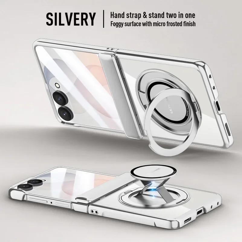 Transparent Magnetic Rebound Bracelet Phone Case, Suitable for Samsung Galaxy Z Flip8, Protects The Glass Screen Hinge