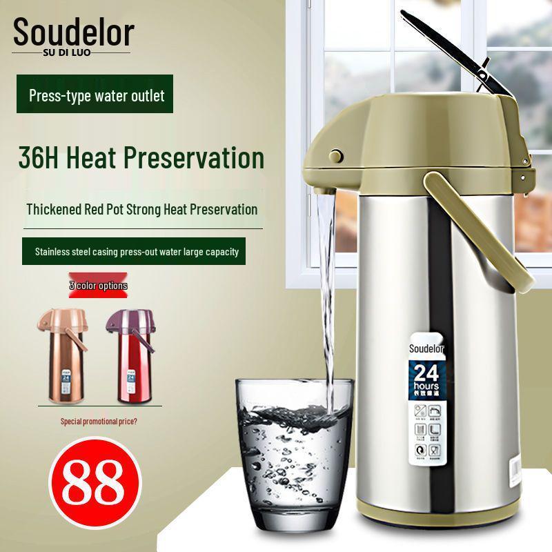 

Home Pressure Thermos Flask: Press-Type Hot Water Bottle with Glass Liner, Insulated Pot for Chess and Card Rooms See Details