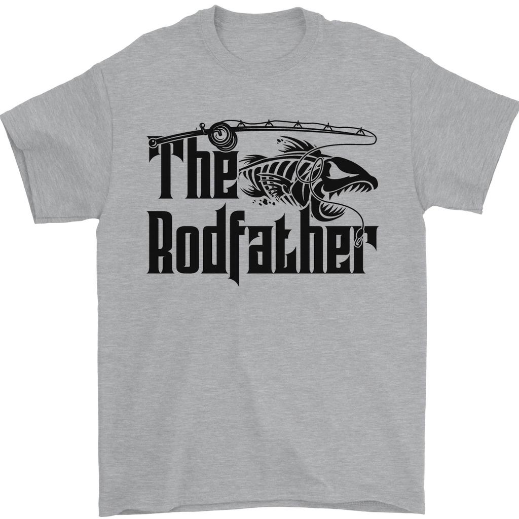 The Rodfather Funny Fishing Rod Father Mens T-shirt Cotton