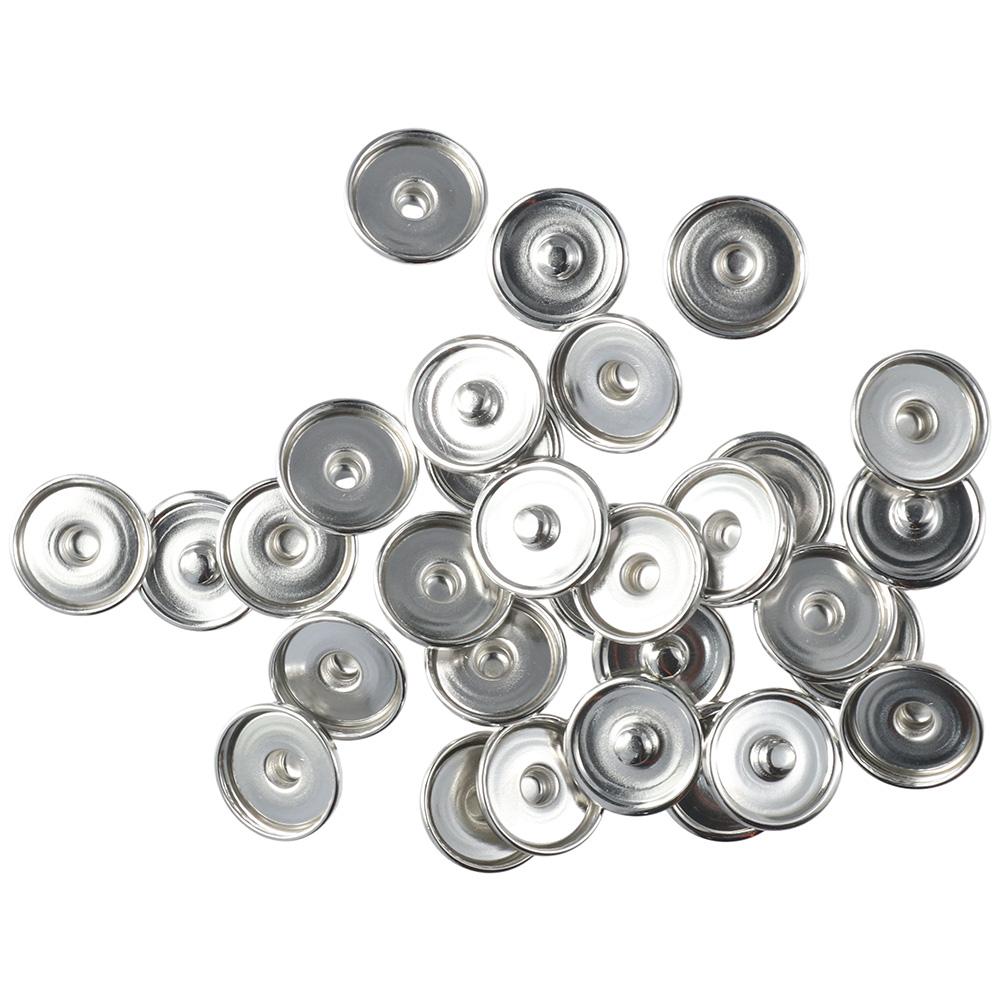 silver Round Snap Button metal Snap Button Base Trays Blank Press Button  Handmade Crafts Lovers