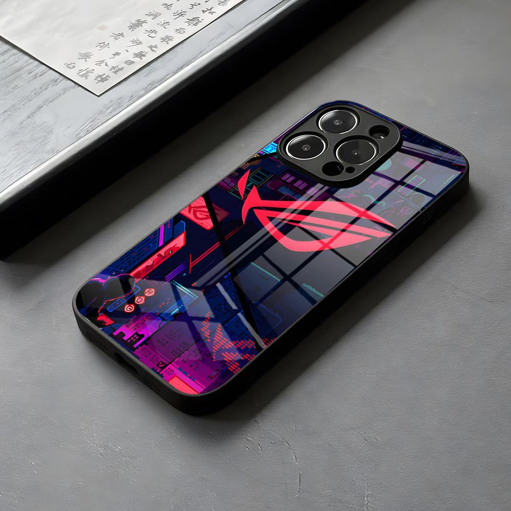 Asus Republic Of Gamers Phone Case Glass For IPhone 16 15 14 Pro Max 13 12 Mini 11 X XS XR 8 Plus For Samsung Camera Protection
