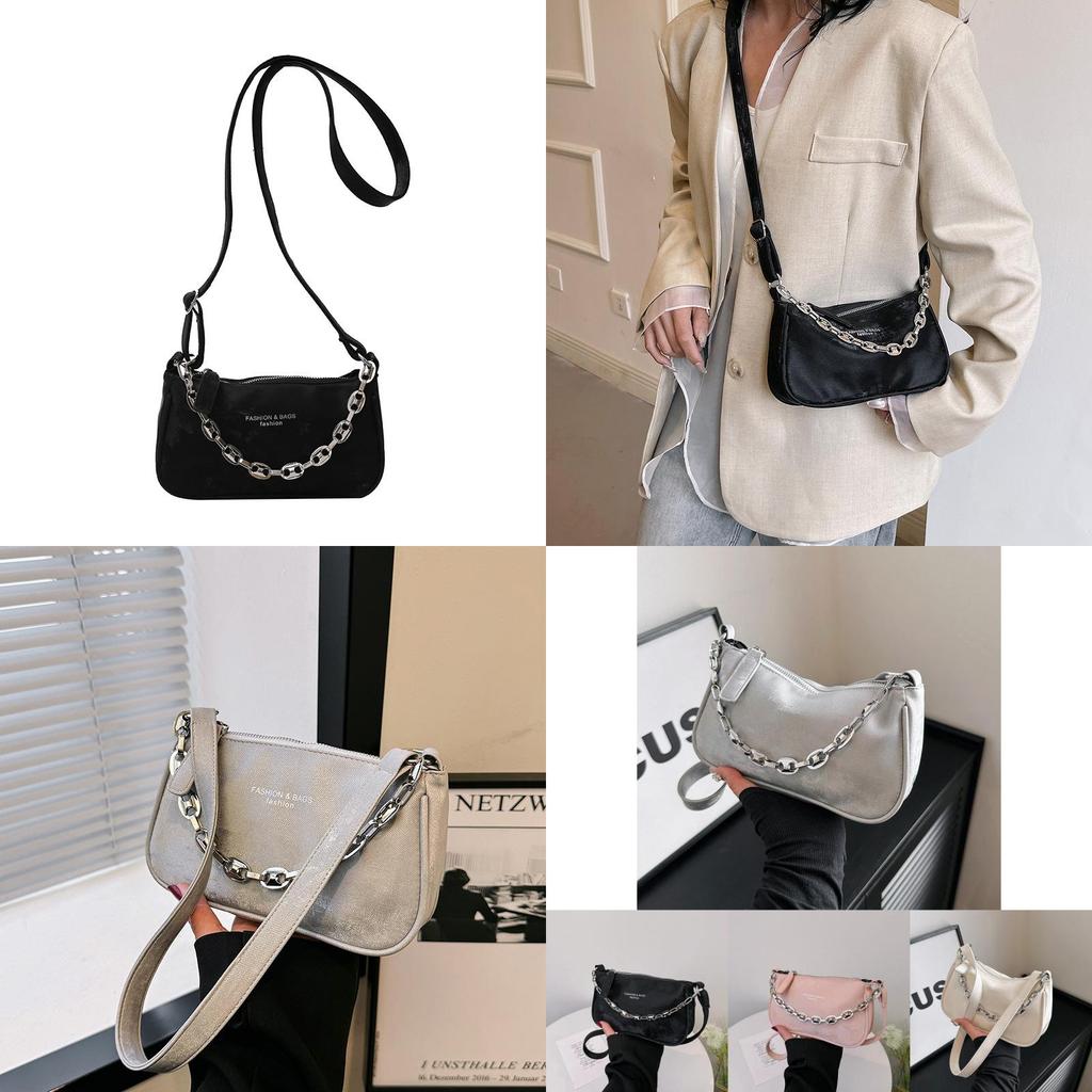 Trendy Spring 2024 Minimalist Pu Leather Shoulder Bag Fashionable Chain Crossbody Bag For Women