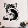 Geisha Metal Wall Art Exotic Garden Decor Weather Resistant Japanese Cultural Festival Housewarming Gift Fan Bedroom Fence Statue