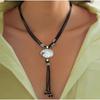 Accessories, Ethnic Style Metal Necklace Versatile, Vintage Tassel Oval Pendant Necklace