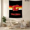 Name Custom Calgary Flames Logo Wall Tapestry Aesthetic Wall Hanging Printed Fabric Blanket Decorative Tapestries for Bedroom Living Room Home Decor