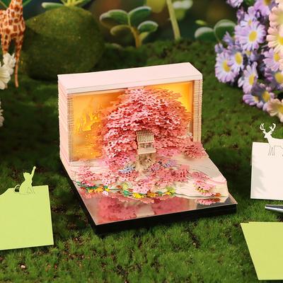 Calendario Segnatempo 2026 Calendario da Tavolo con Luce LED Calendario 3D a Strappo Arte Intaglio Carta Blocco Appunti Promemoria Regalo Natale