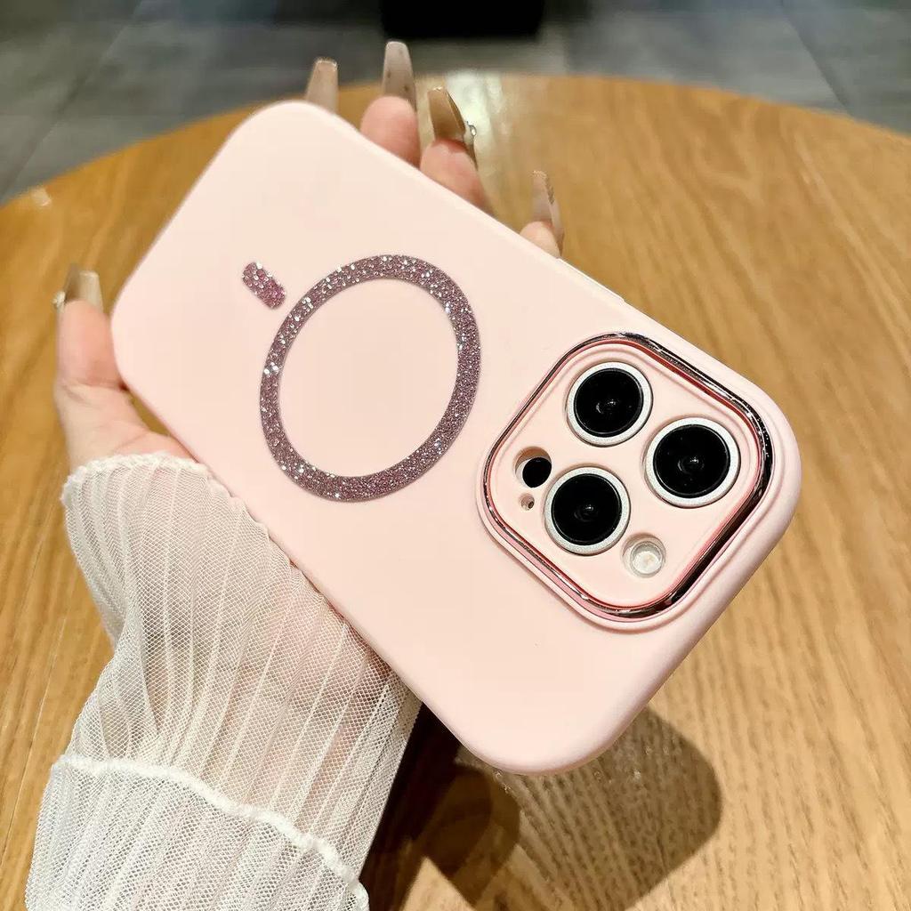 Glitter Magnetic iPhone 17 Pro Case, Skin-Feel Macaron Design with Precise Cutouts, Full Coverage for iPhone 16 Pro and 15.