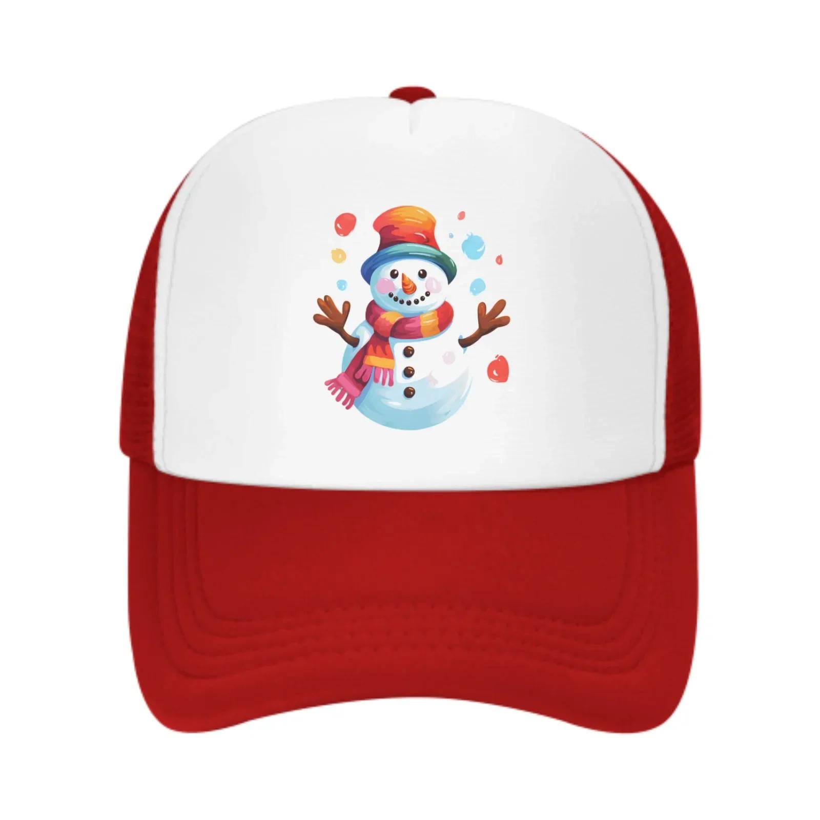 

Winter Colored Snowman Summer Leisure Sports Daily Sun Hat Fishing Outdoor Mens and Womens Truck Caps Fashion One Size