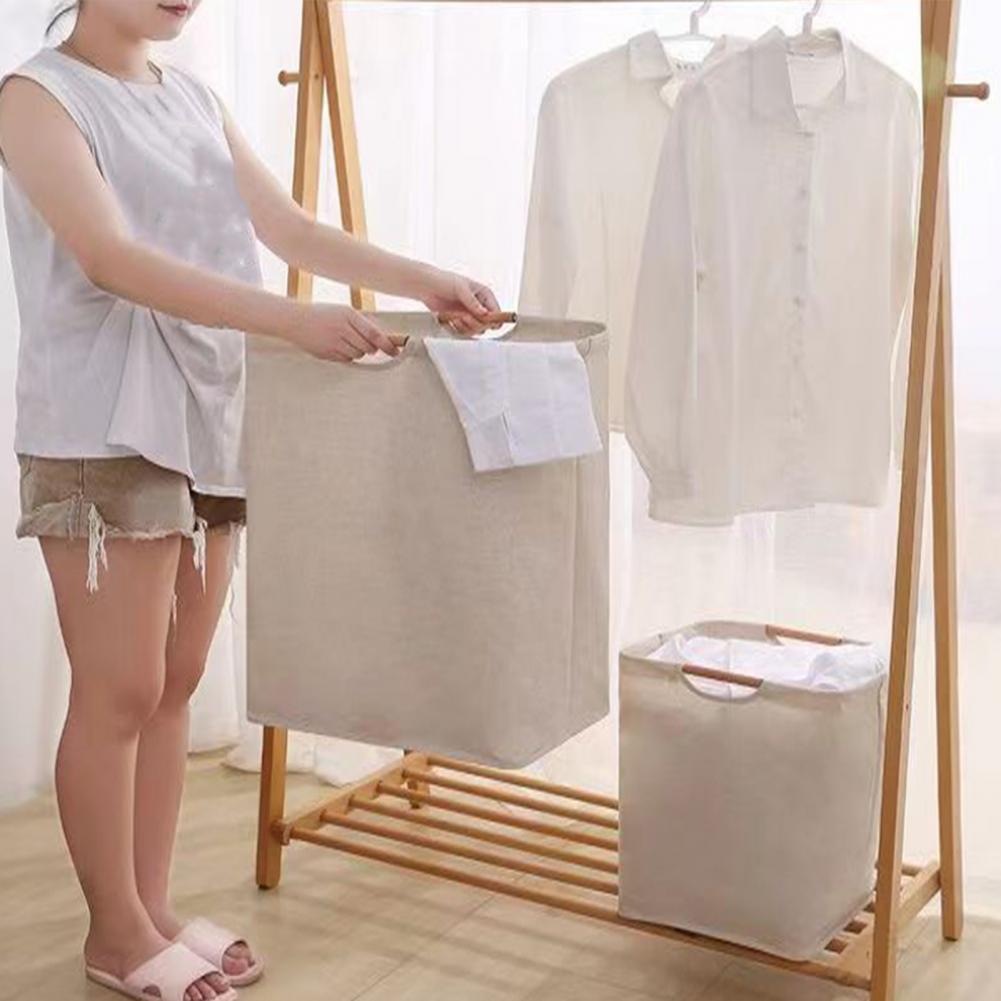 Laundry Basket Medium Size Laundry Hamper Storage Basket With Bamboo Handle Foldable Design Large Capacity Laundry Container
