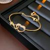 Gold Heart Cutout Zirconia Bracelet Women Minimalist Fashionable Stackable Jewelry