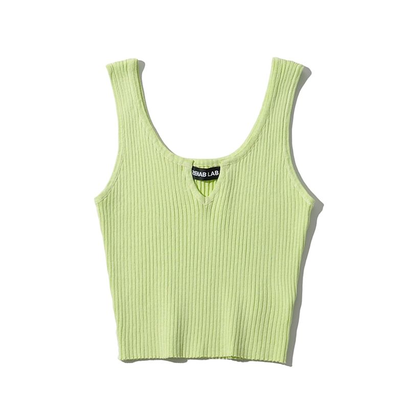 Za2025 Summer New Women clothes Sexy Stretch Slim fit Solid Small V-neck Sleeveless Short Navel Knit vest